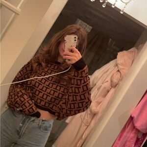 Brown Patterned Women's Sweater